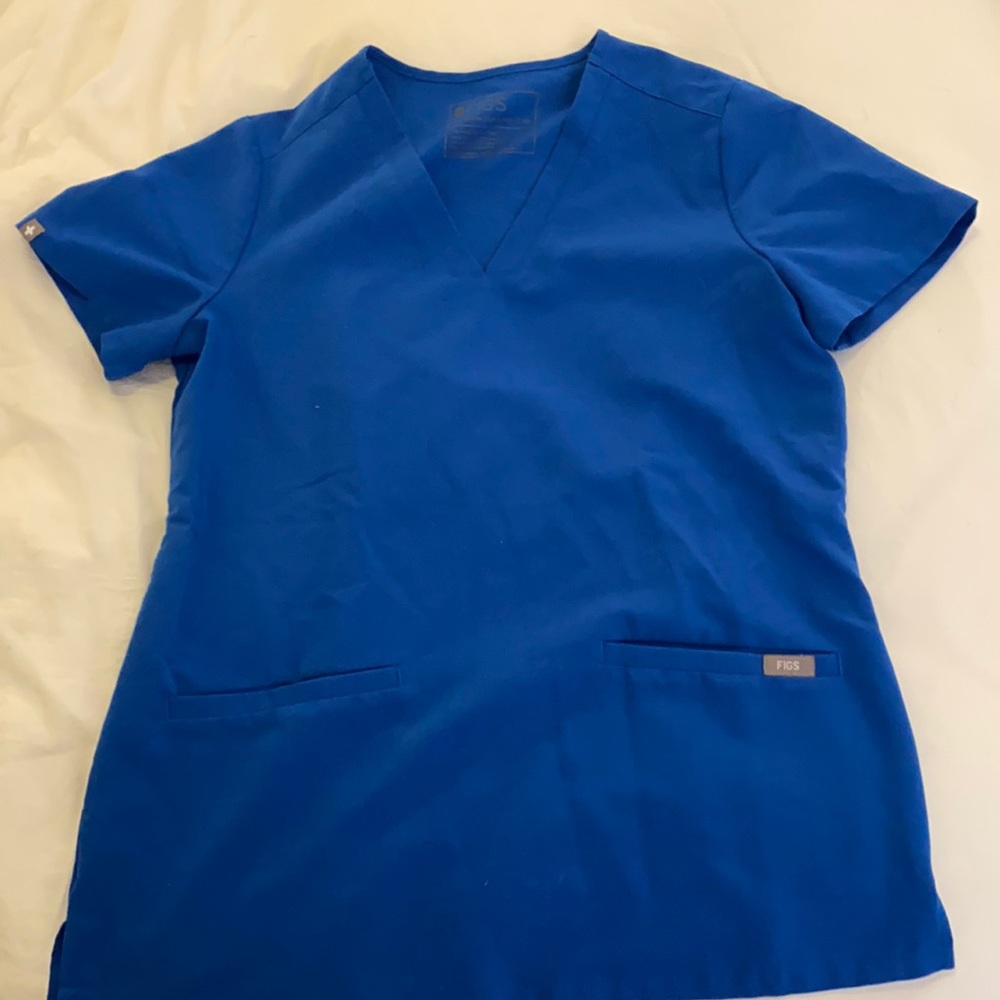 FIGS blue XS 3 pocket scrub top